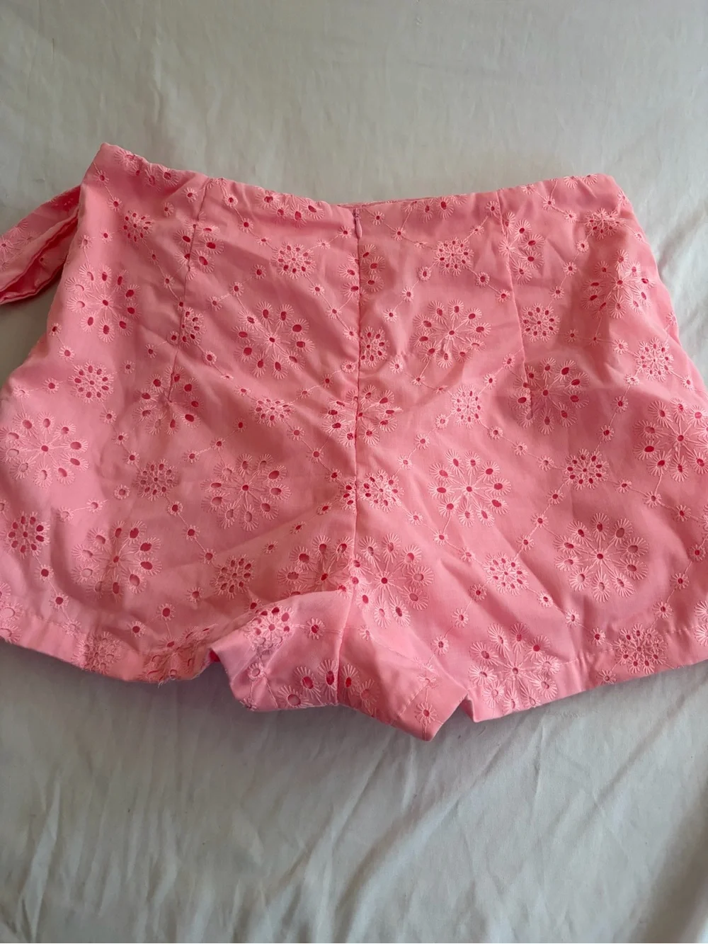 SHEIN Pink Eyelet Wrap Skort with Tie Size L